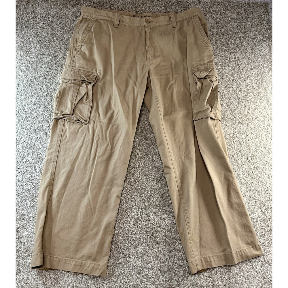 Vintage Sonoma Khaki Cargo Baggy Skater Pants 40X30 Y2K